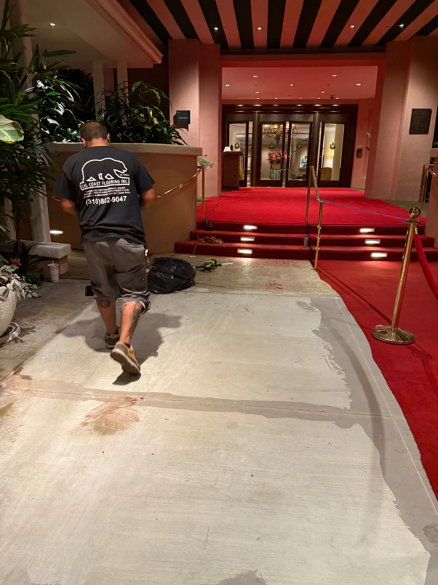 Entry walkway prepped for red carpet