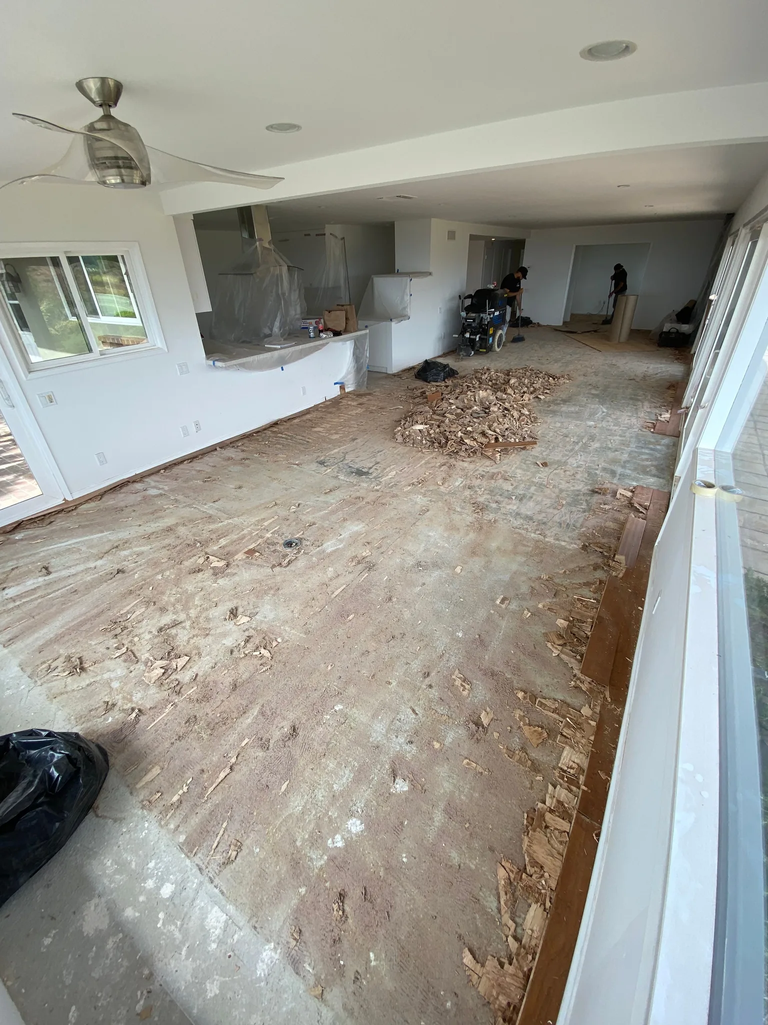 Old flooring removed down to the subfloor