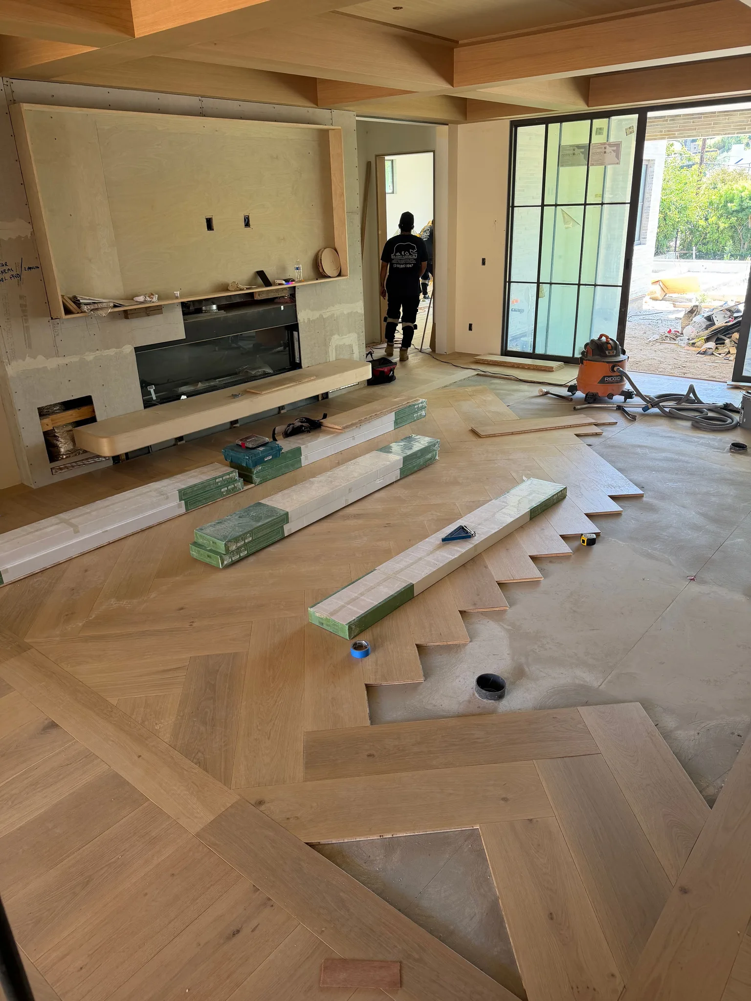 Herringbone oak flooring