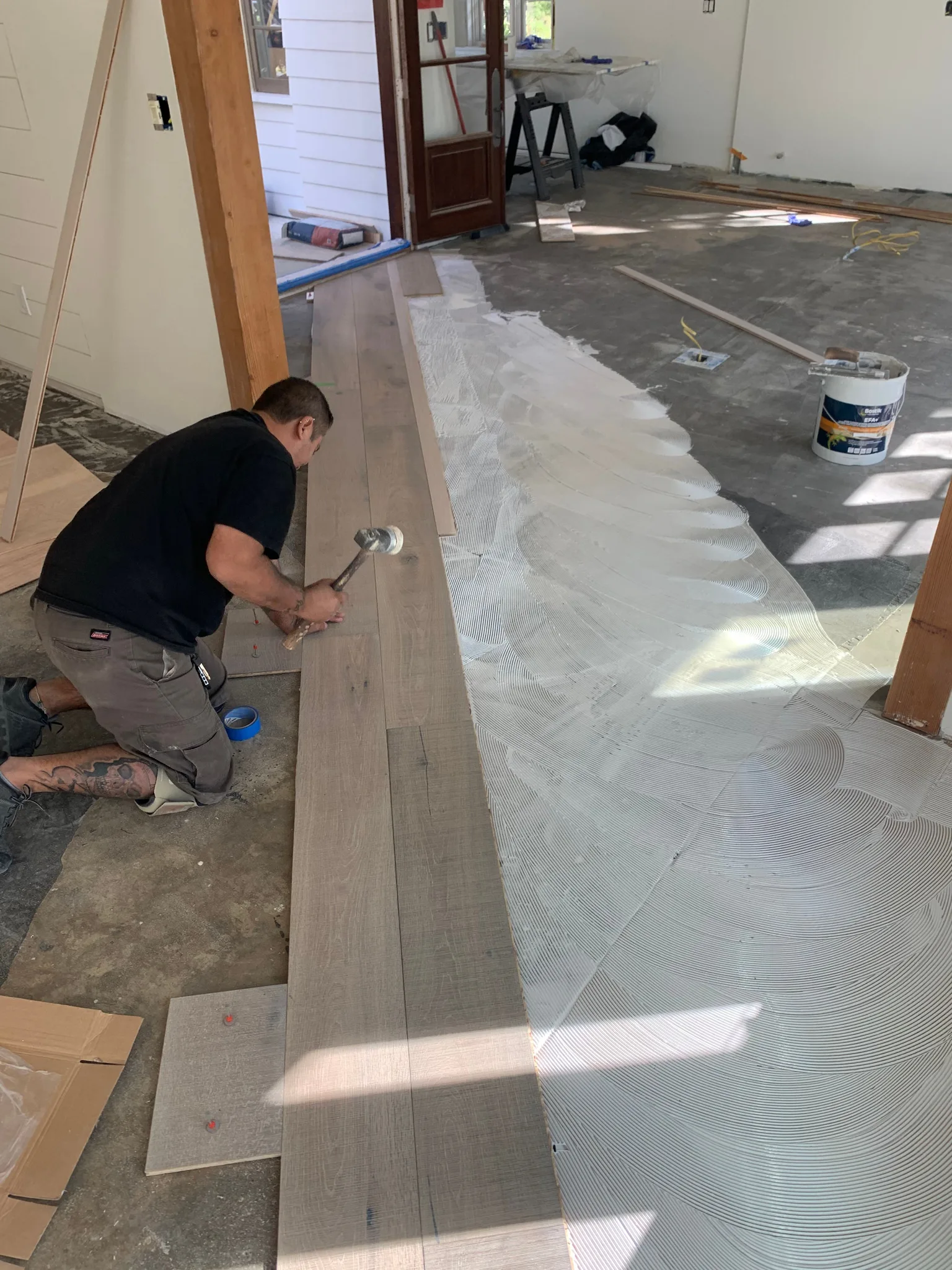 Engineered flooring fitted into place