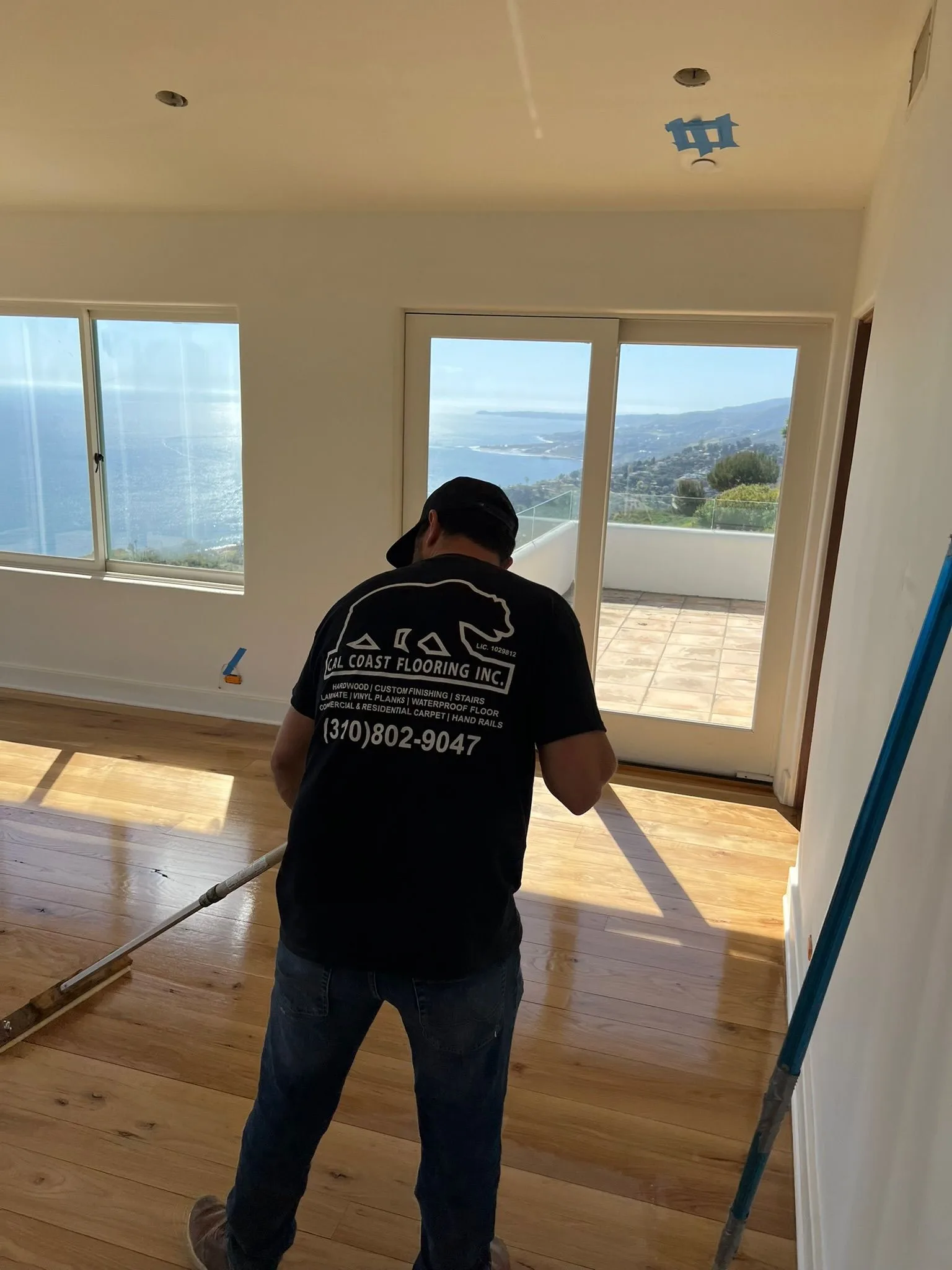 Clear finish going onto wide-plank hardwood with a T-bar