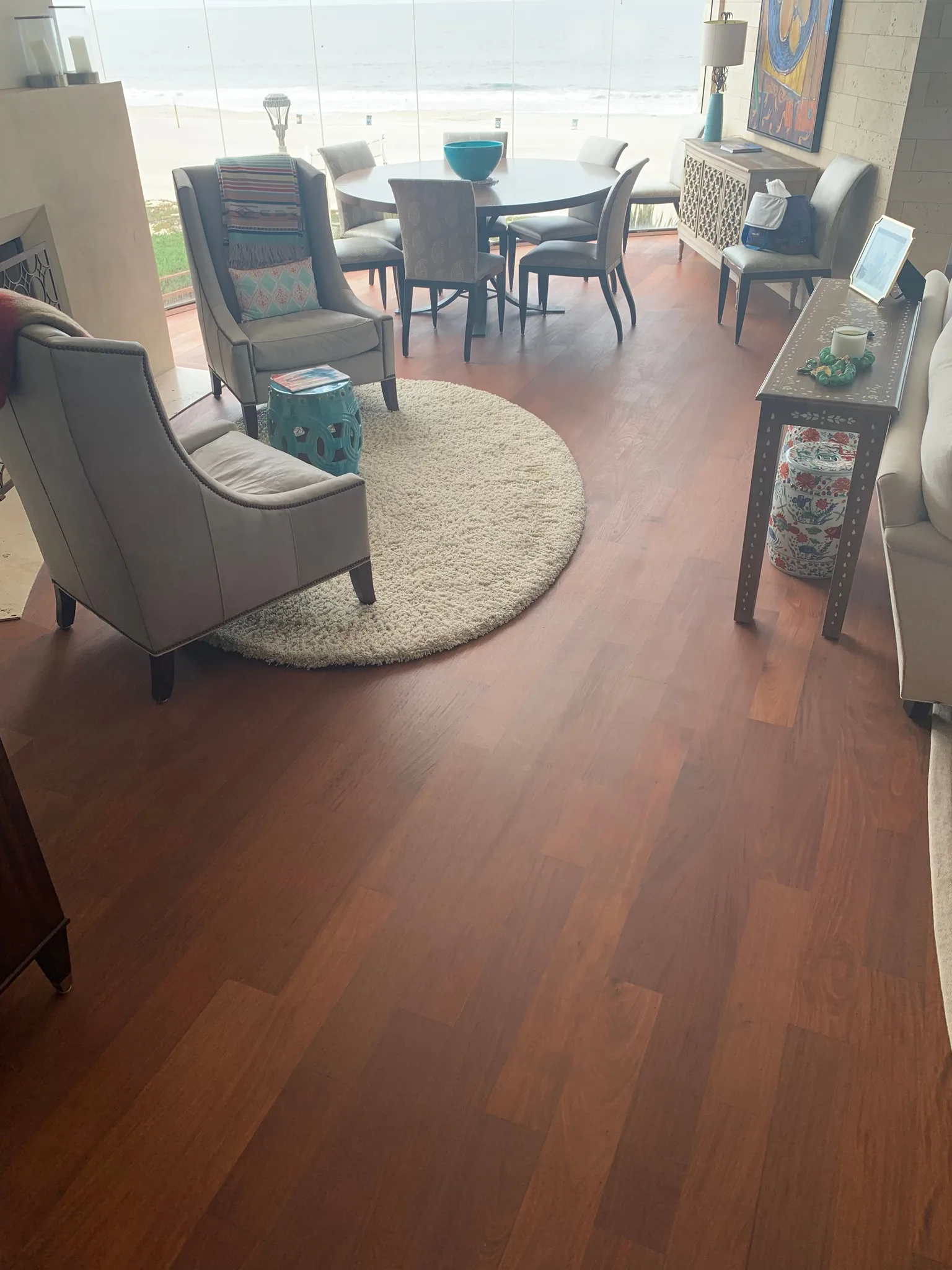 Refinished Santos mahogany flooring