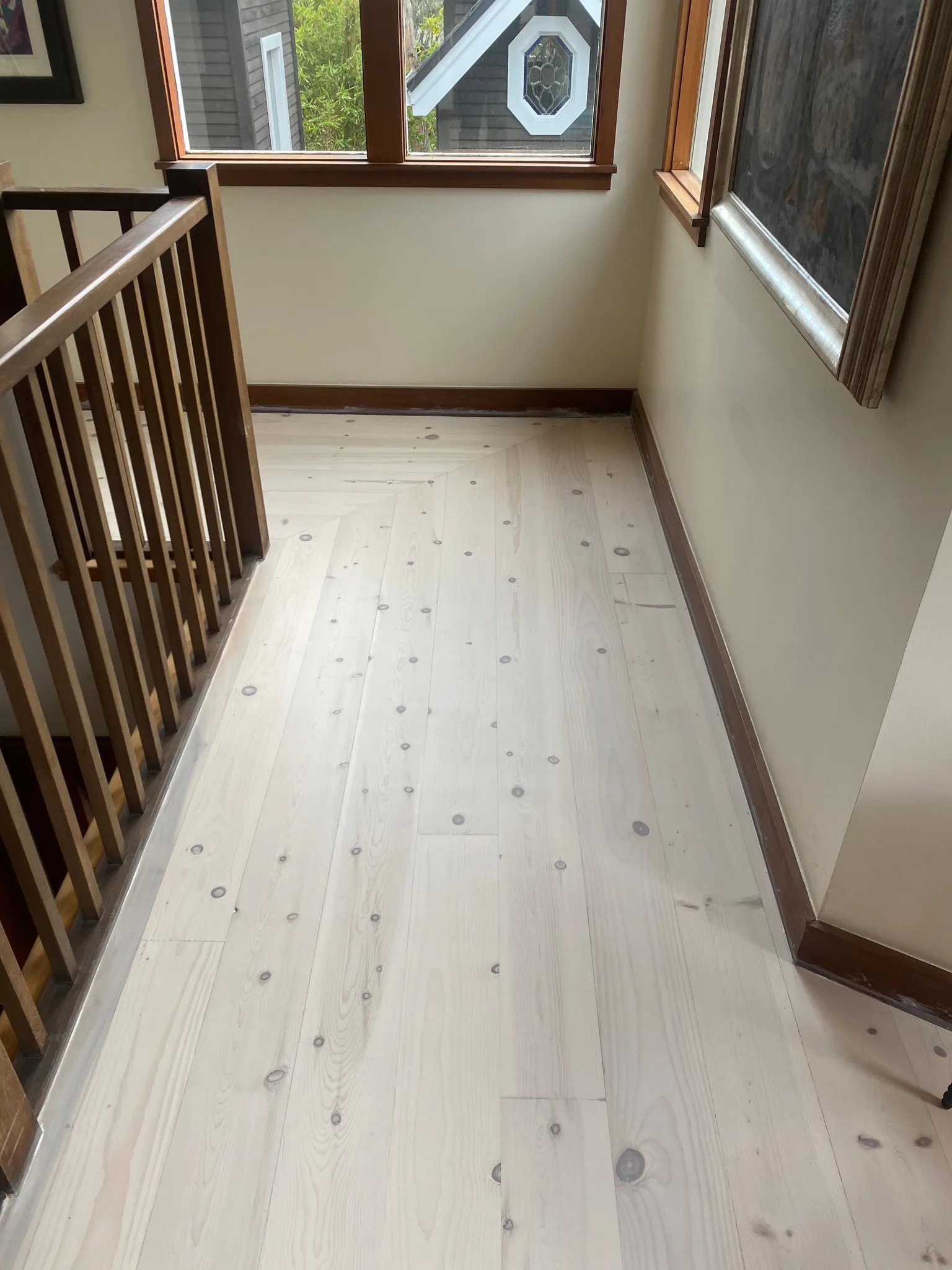 Knotty pine stained white