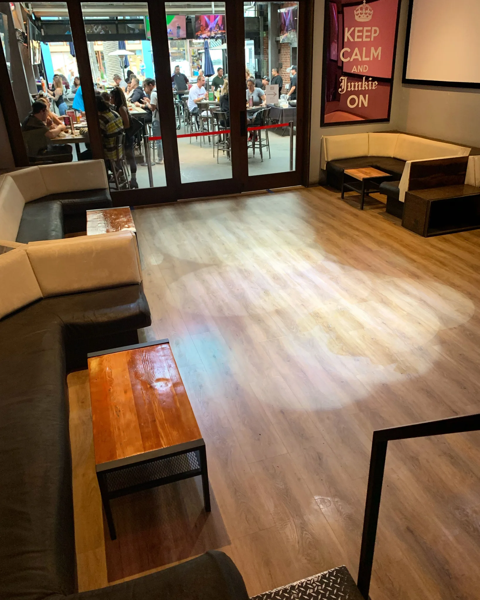 A bar floor that takes spills and foot traffic every night